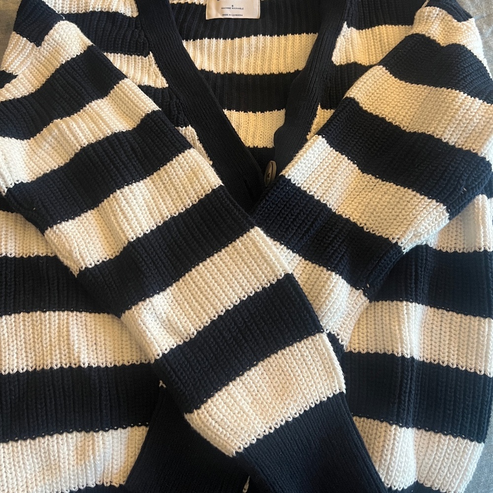 Blue and white striped cardigan - NWT